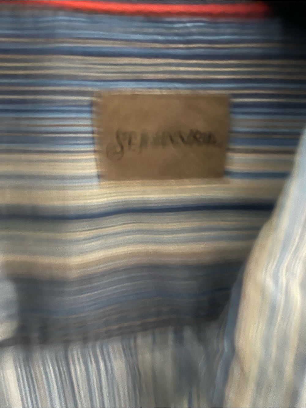 St. John's Bay Blue and Cream Striped Button-Down Shirt - Picture 2 of 3